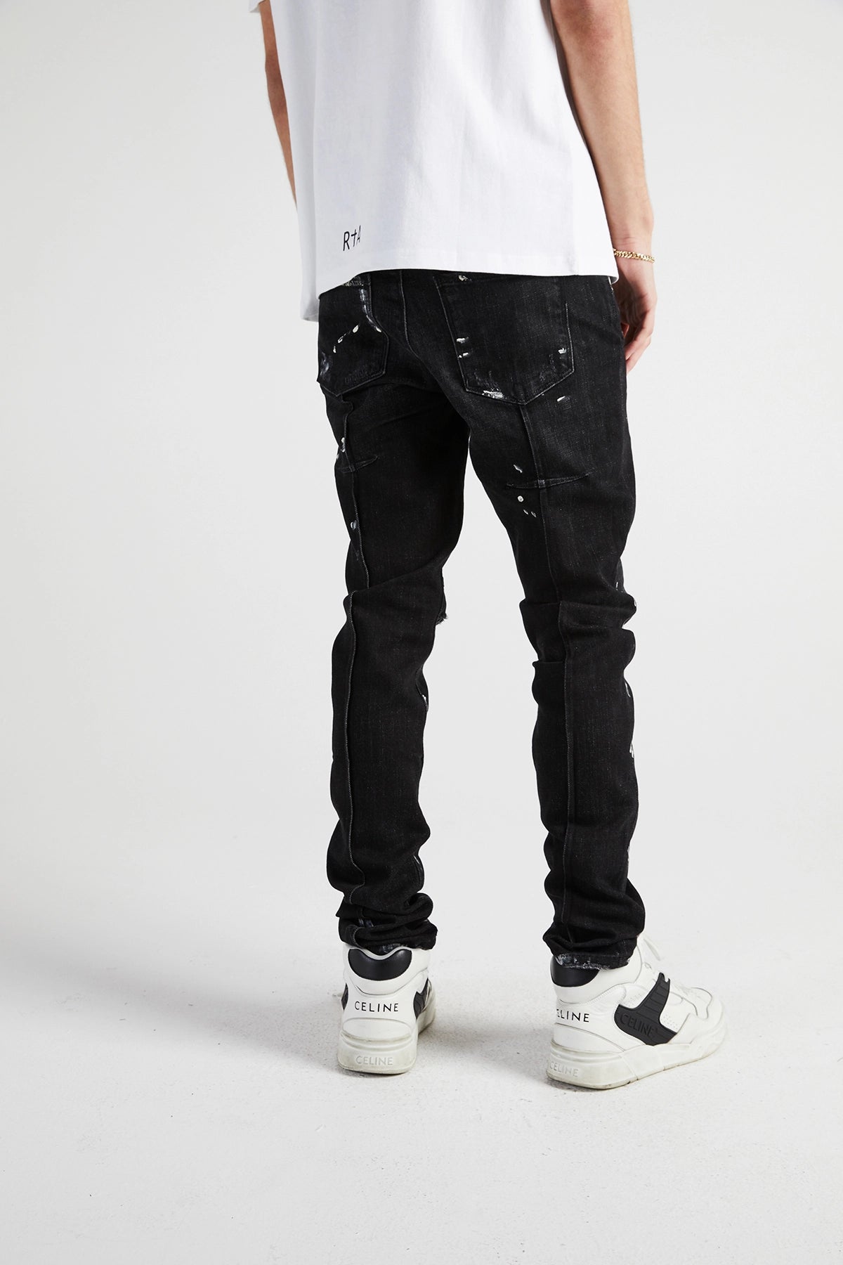 CLAYTON RIPPED JEAN | DISTRESSED CHARCOAL PAINT SPLATTER - Image 3