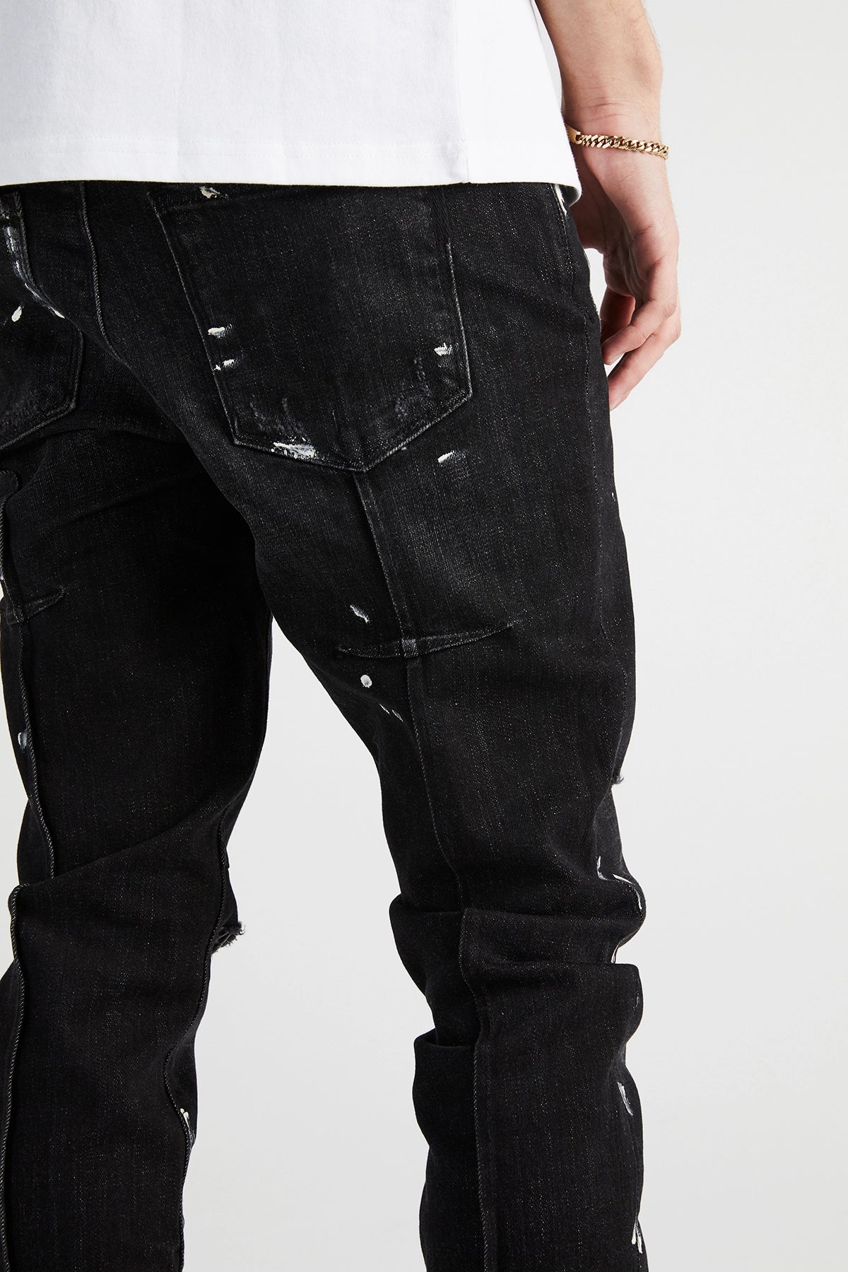 CLAYTON RIPPED JEAN | DISTRESSED CHARCOAL PAINT SPLATTER - Image 4