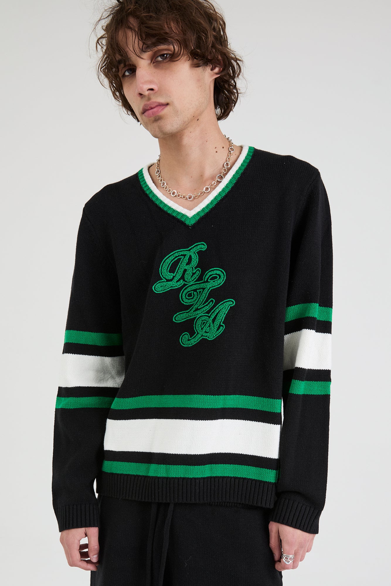 JOSHUA SWEATER | BLACK GREEN LOGO - Image 6