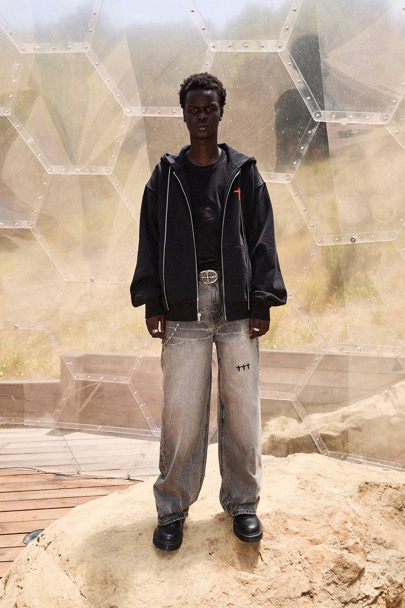 FRANCO WIDE LEG JEAN | IRON HAZE CROSS TRIAD - Image 7