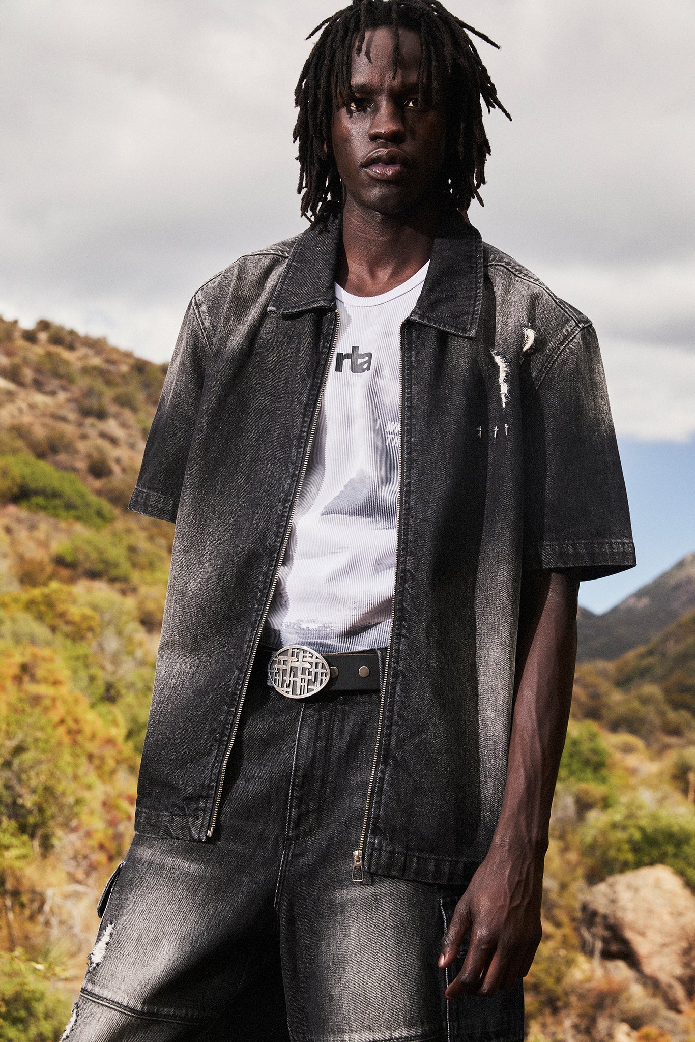ZENO ZIP UP DENIM SHIRT | FRAY NOIR - Image 7