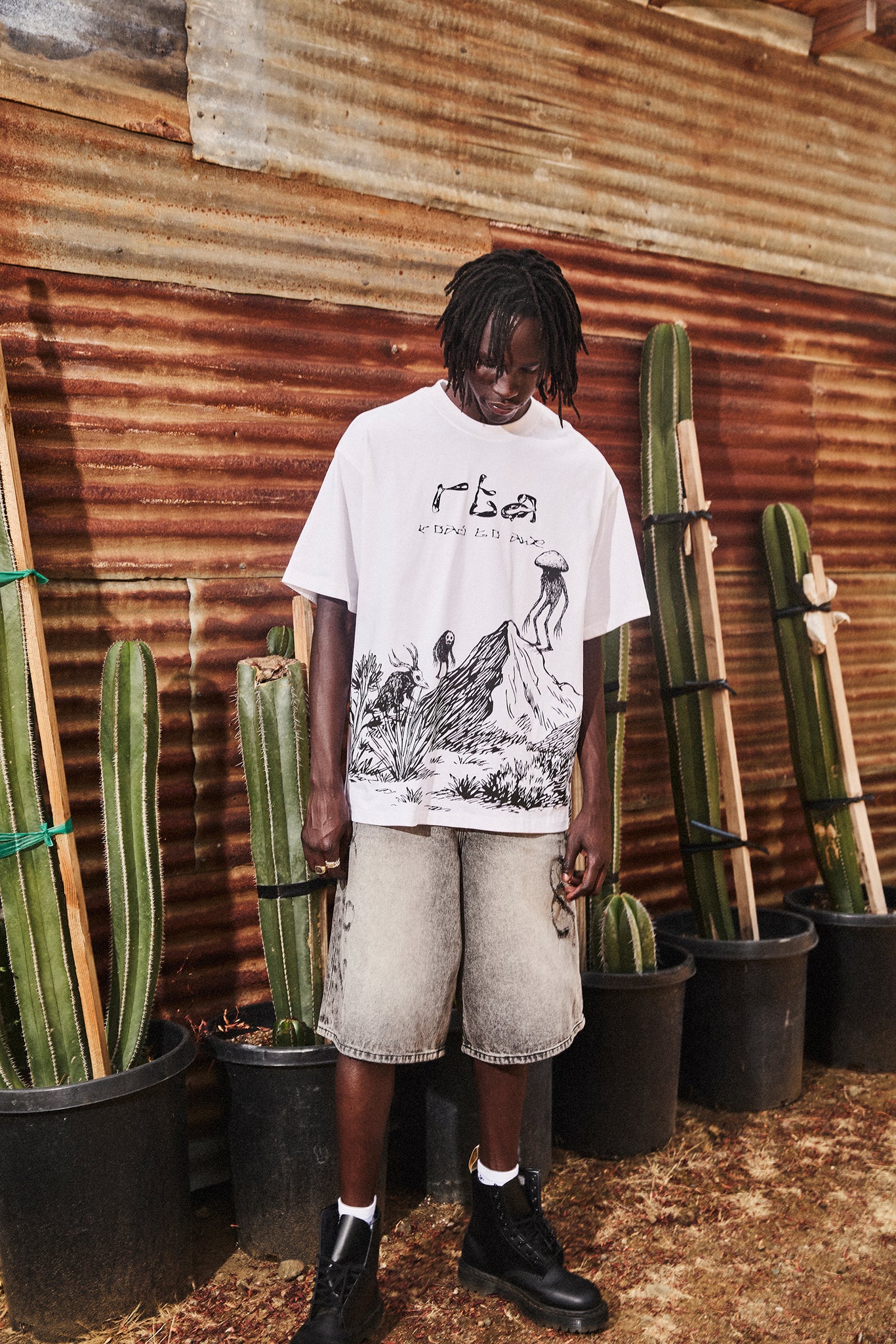 COLIN OVERSIZED SHORT SLEEVE TEE | WHITE CREATURE SCENERY - Image 7