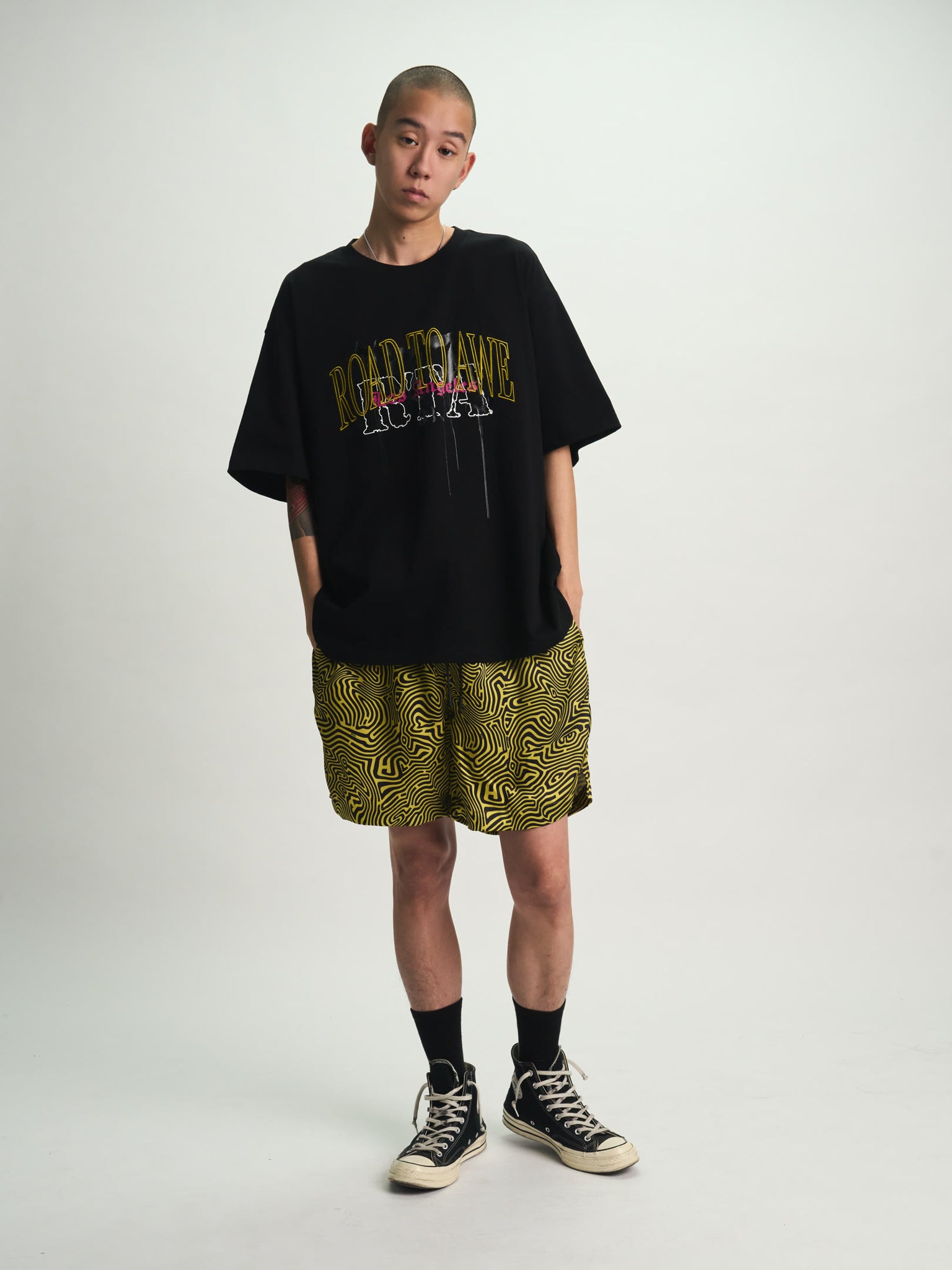 CLYDE ELASTICATED SHORT | BLACK TOPOGRAPHY - Image 2
