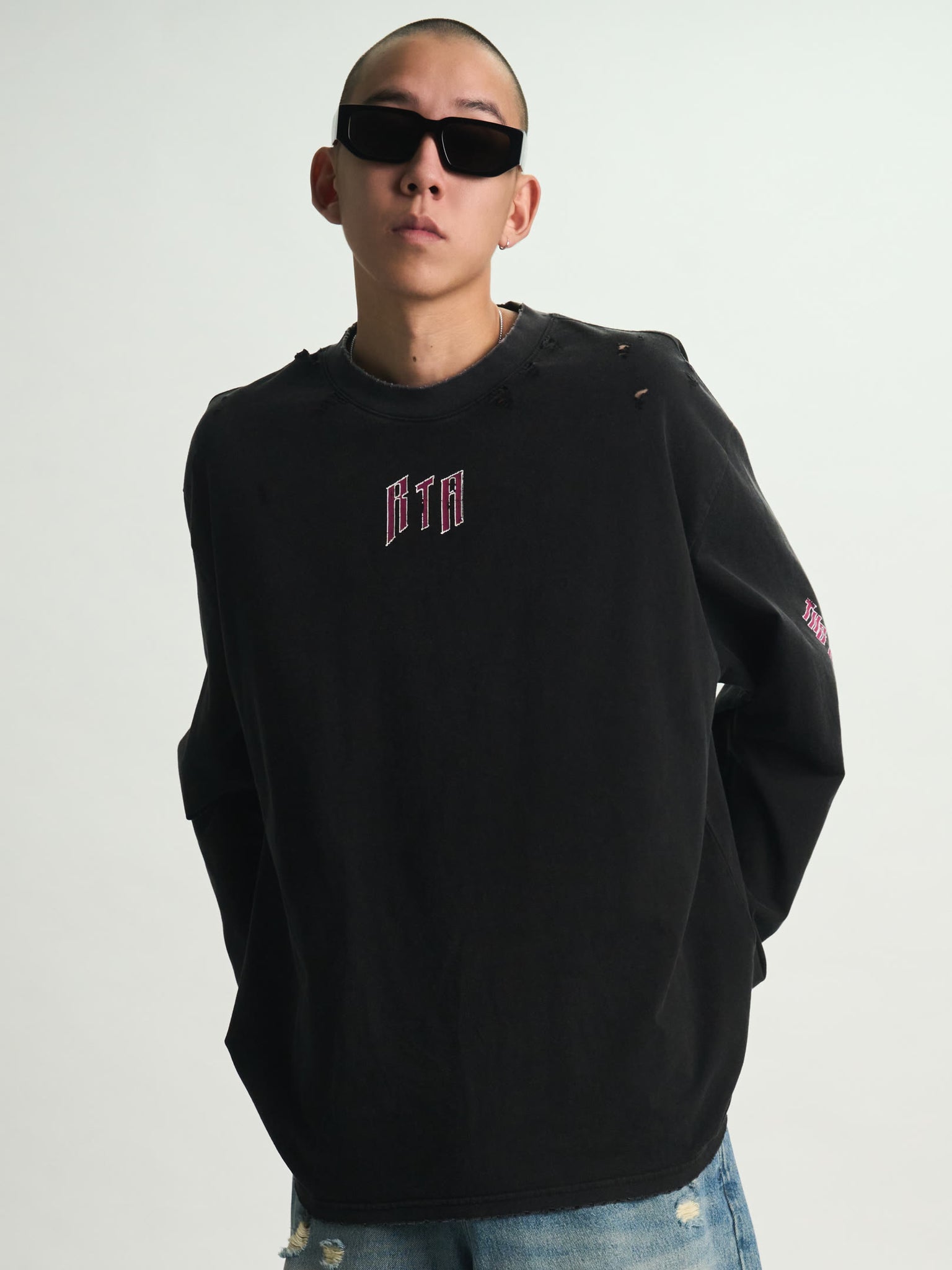 MARCEAU OVERSIZED LONG SLEEVE TEE | BLACK SCENERY - Image 2