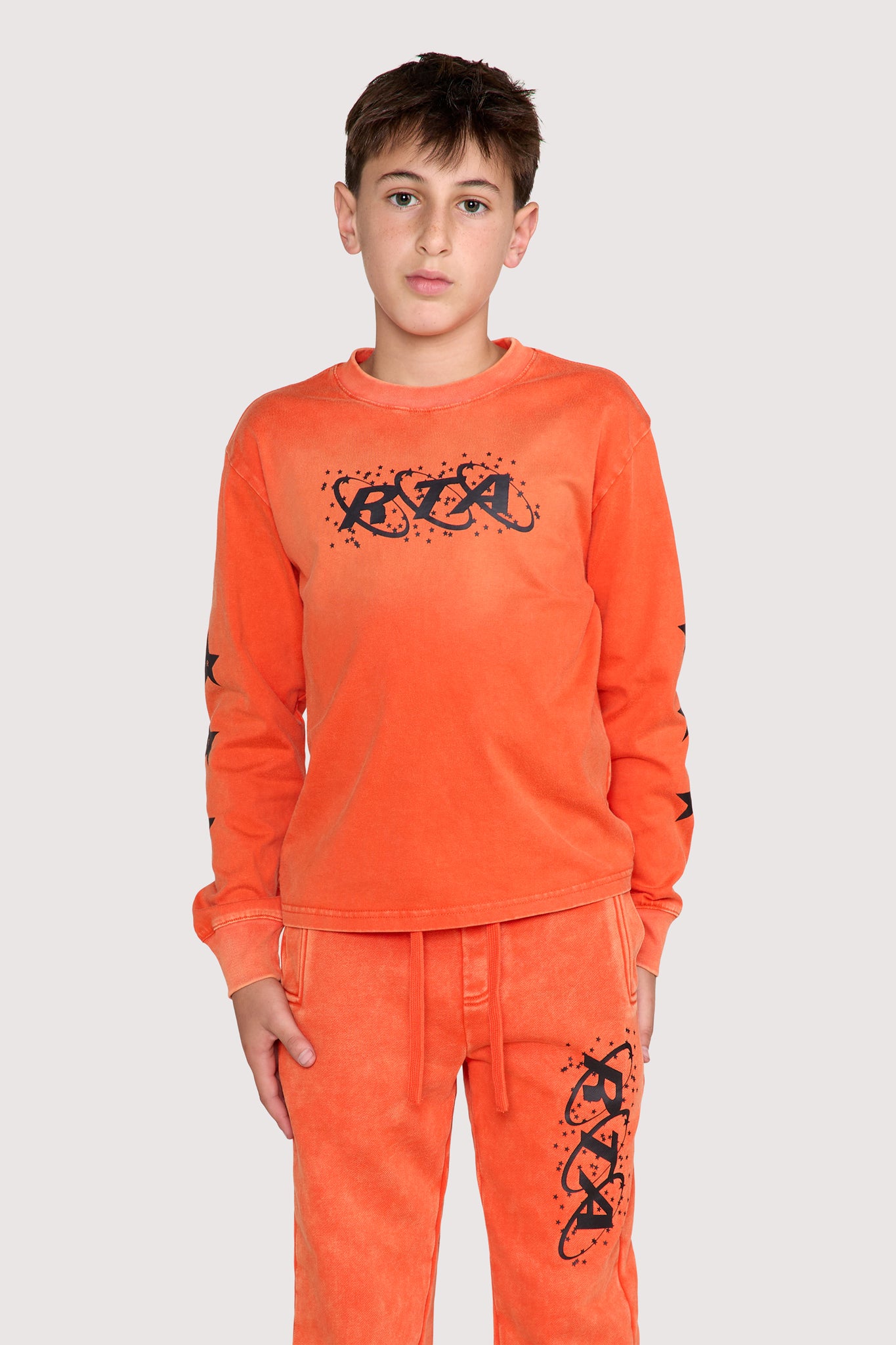 KIDS HOLLIS LONG SLEEVE TEE | ORANGE PLANETARY RTA - Image 6