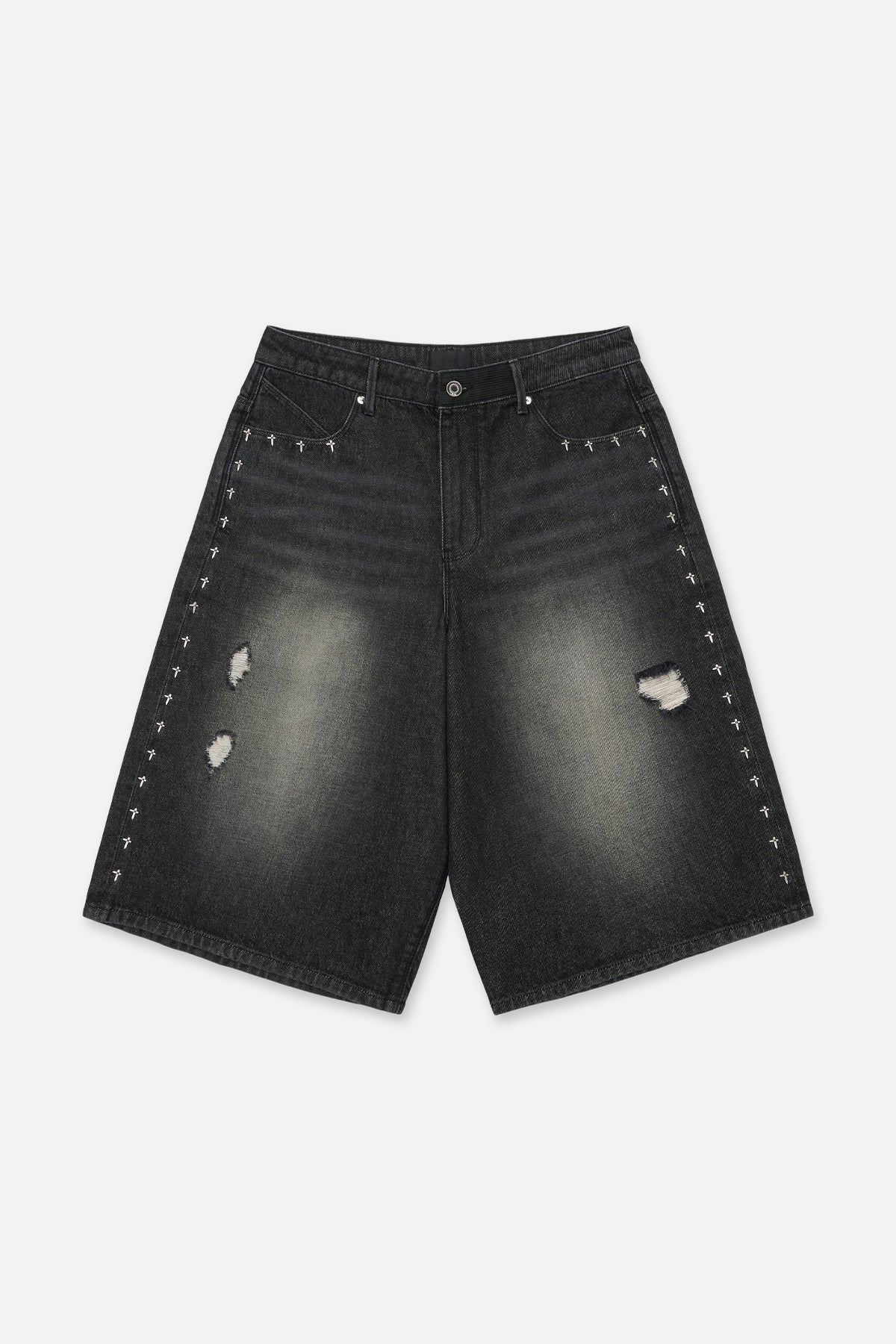 GUSTAVO DENIM SHORT | FRAY NOIR SIDE CROSS