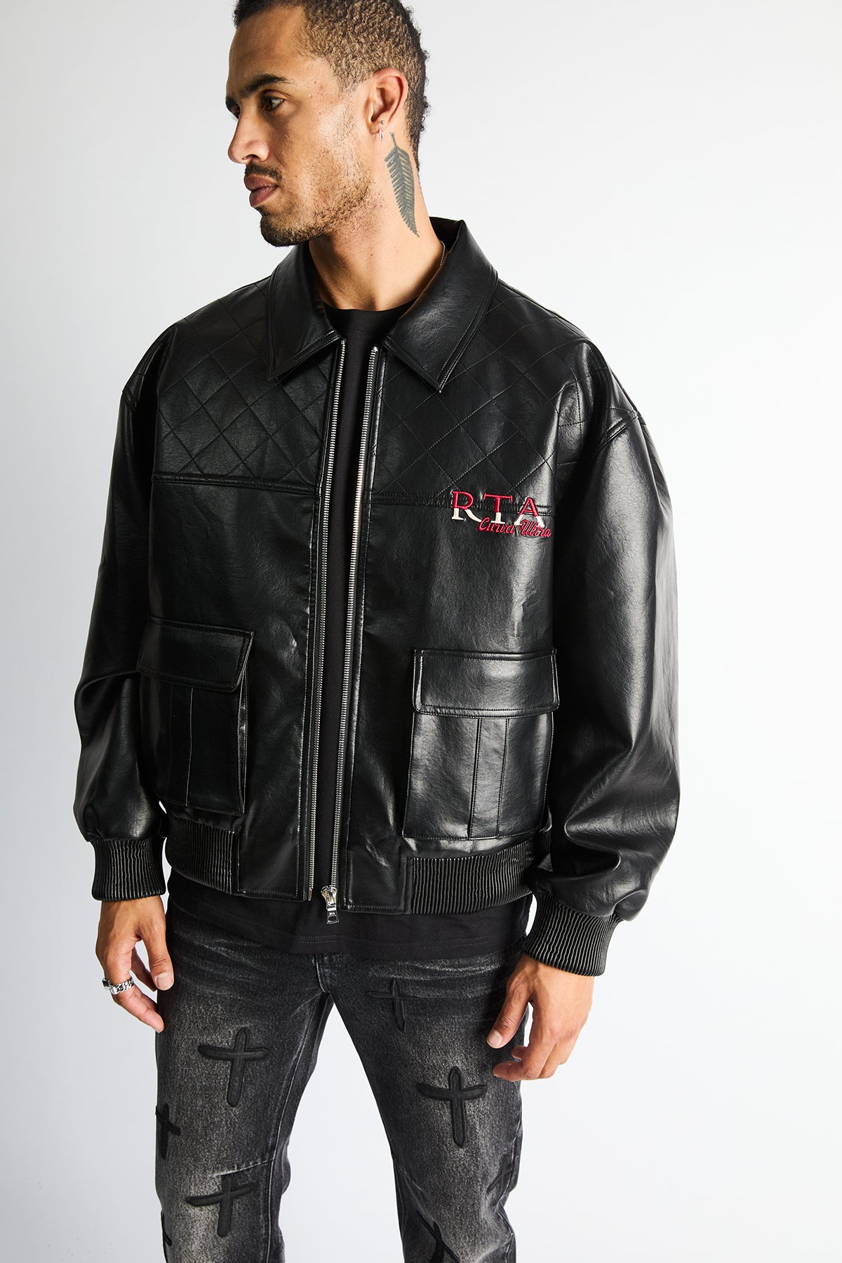 EVANDER OVERSIZED BOMBER | BLACK - Image 2
