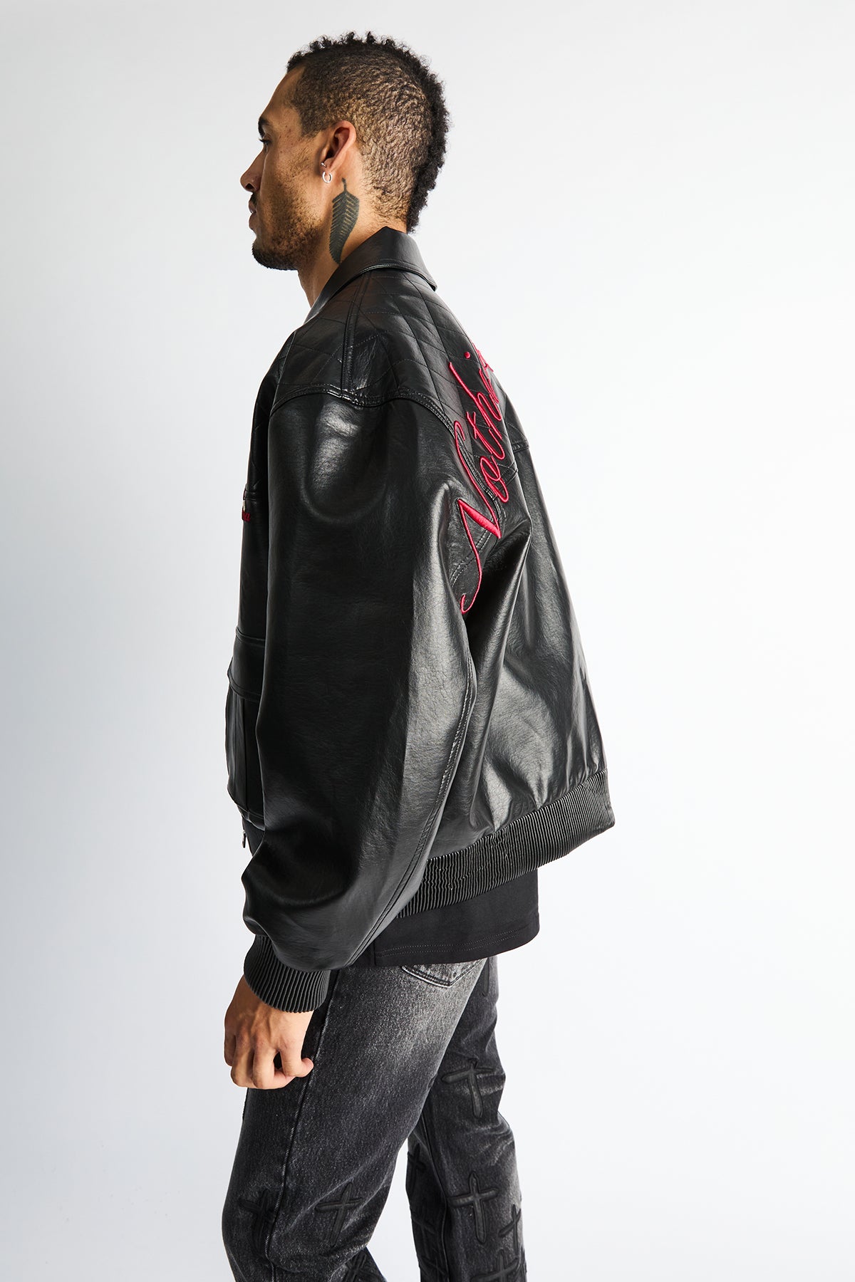 EVANDER OVERSIZED BOMBER | BLACK - Image 4