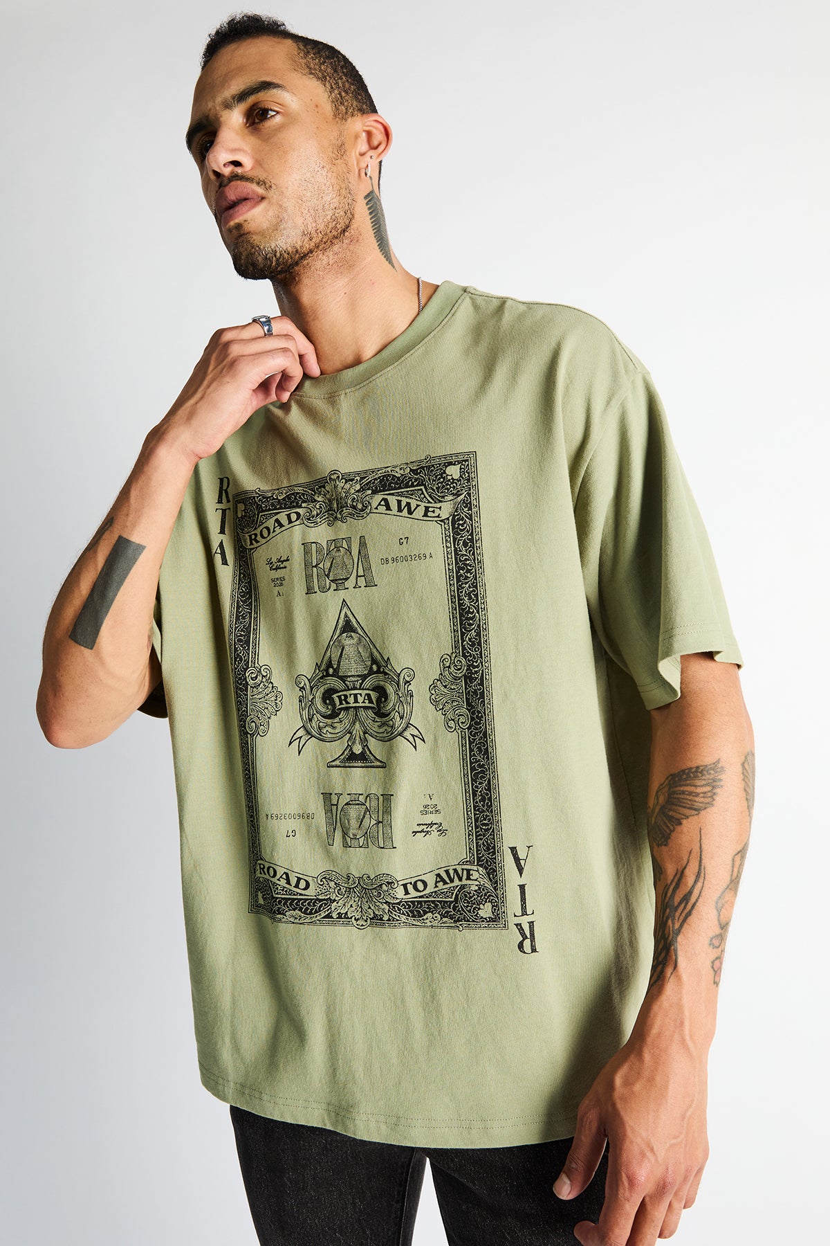 COLIN OVERSIZED TEE | OIL GREEN MONEY - Image 5