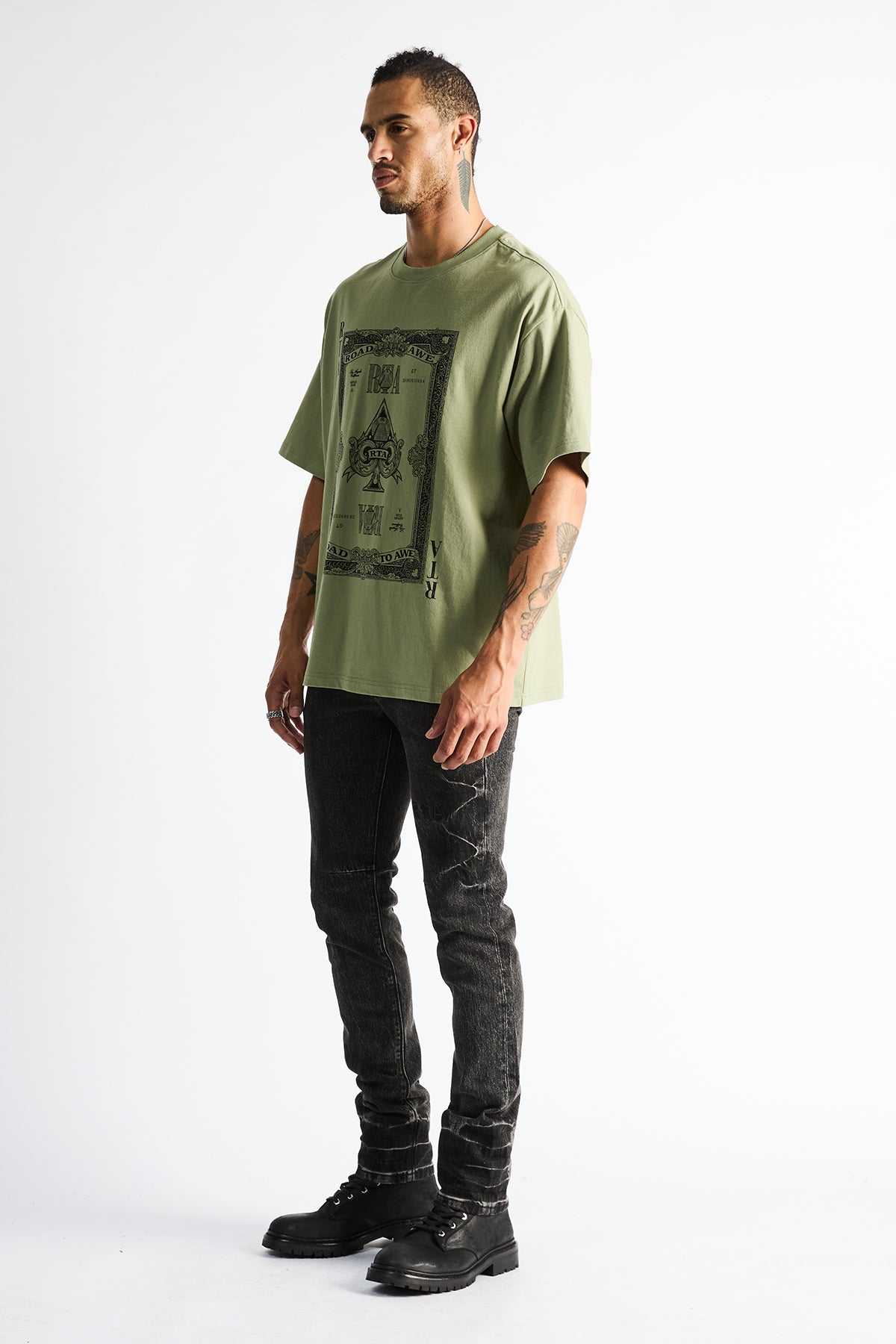 COLIN OVERSIZED TEE | OIL GREEN MONEY - Image 4