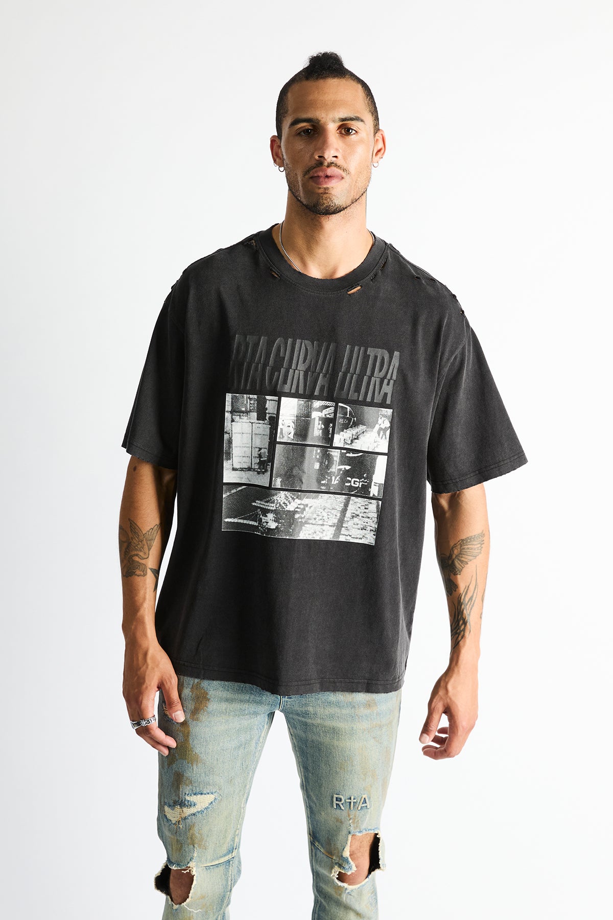 COLIN OVERSIZED TEE | VINTAGE BLACK PHOTO MONTAGE - Image 2