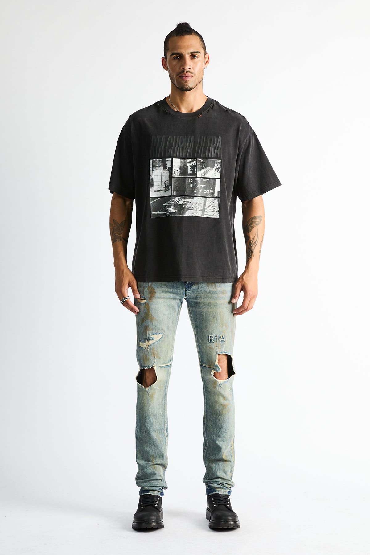 COLIN OVERSIZED TEE | VINTAGE BLACK PHOTO MONTAGE - Image 5