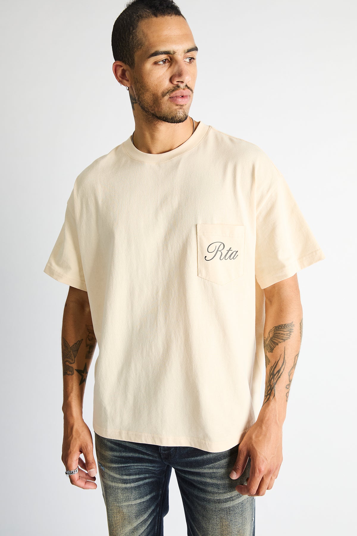 BASTIEN POCKET TEE | BONE CLOCKFACE - Image 2
