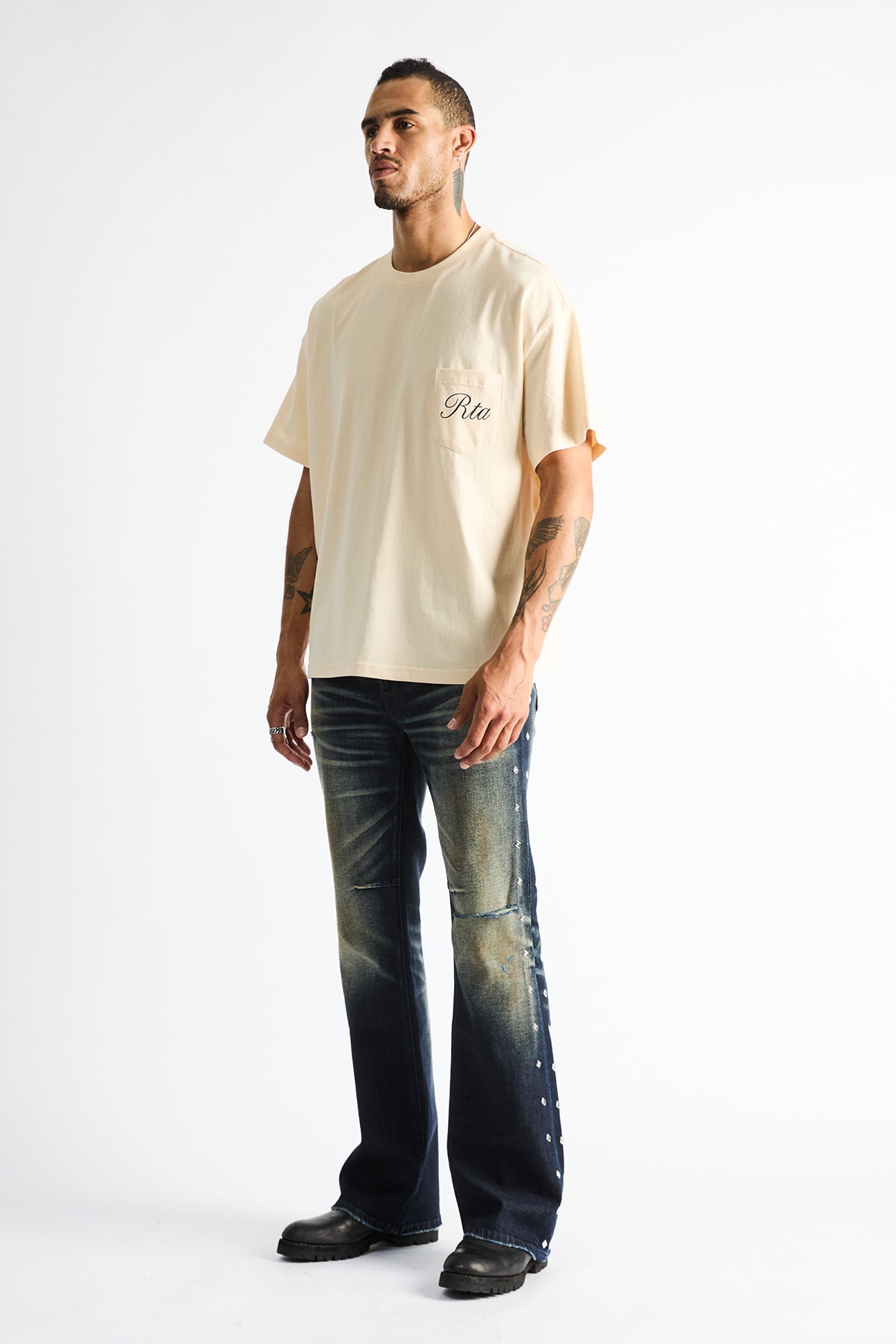 BASTIEN POCKET TEE | BONE CLOCKFACE - Image 4
