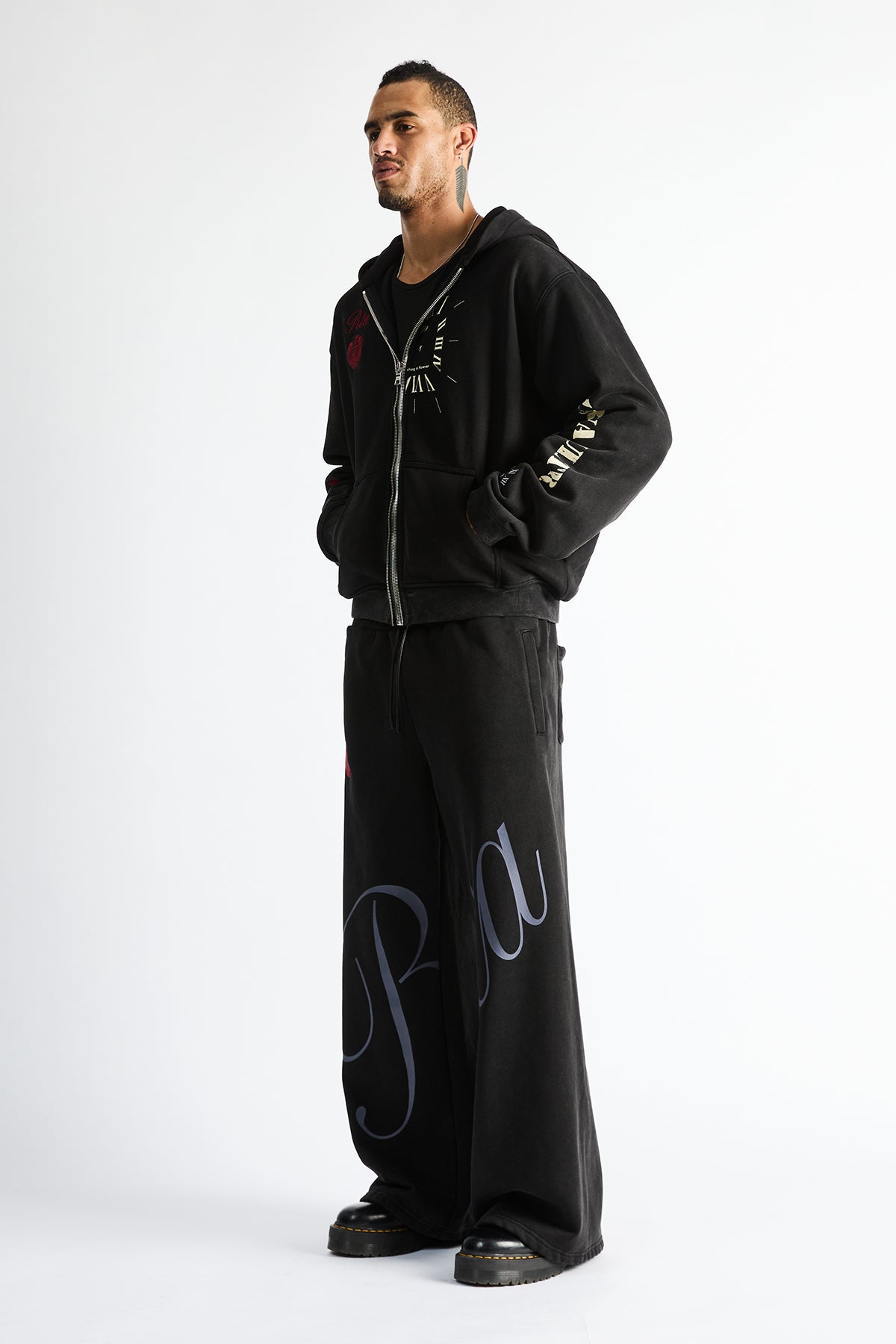 LUXEN BAGGY SWEATPANTS | VINTAGE BLACK COMBO - Image 2