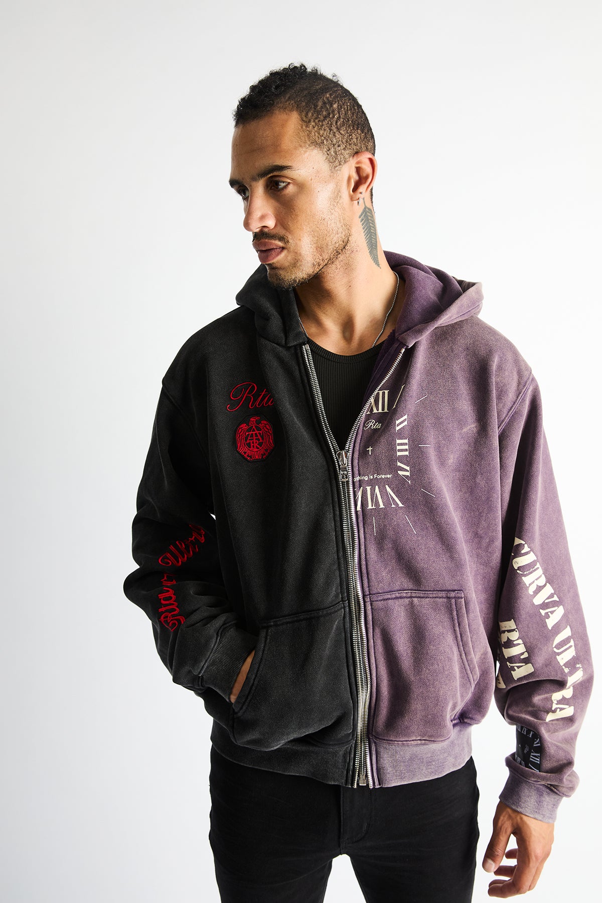 RIKO HALF ZIP UP | BLACK DEEP PURPLE COMBO - Image 2
