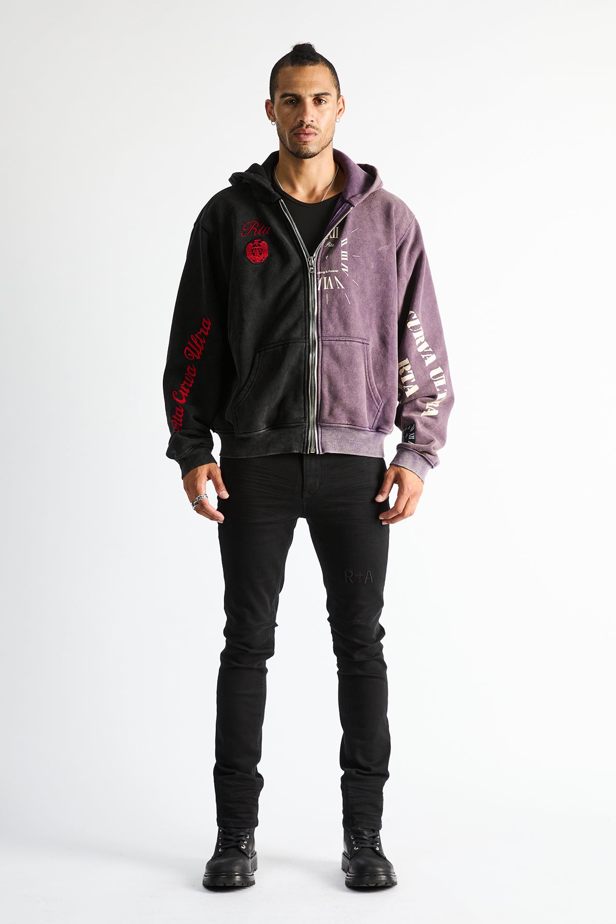 RIKO HALF ZIP UP | BLACK DEEP PURPLE COMBO - Image 5
