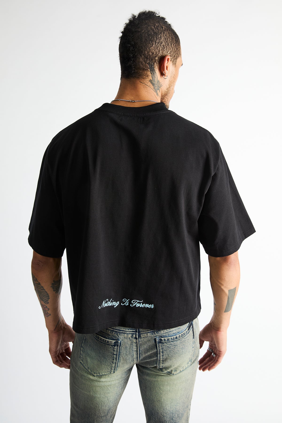 AUSTIN CROPPED OVERSIZED TEE | BLACK NIF SCRIPT - Image 3