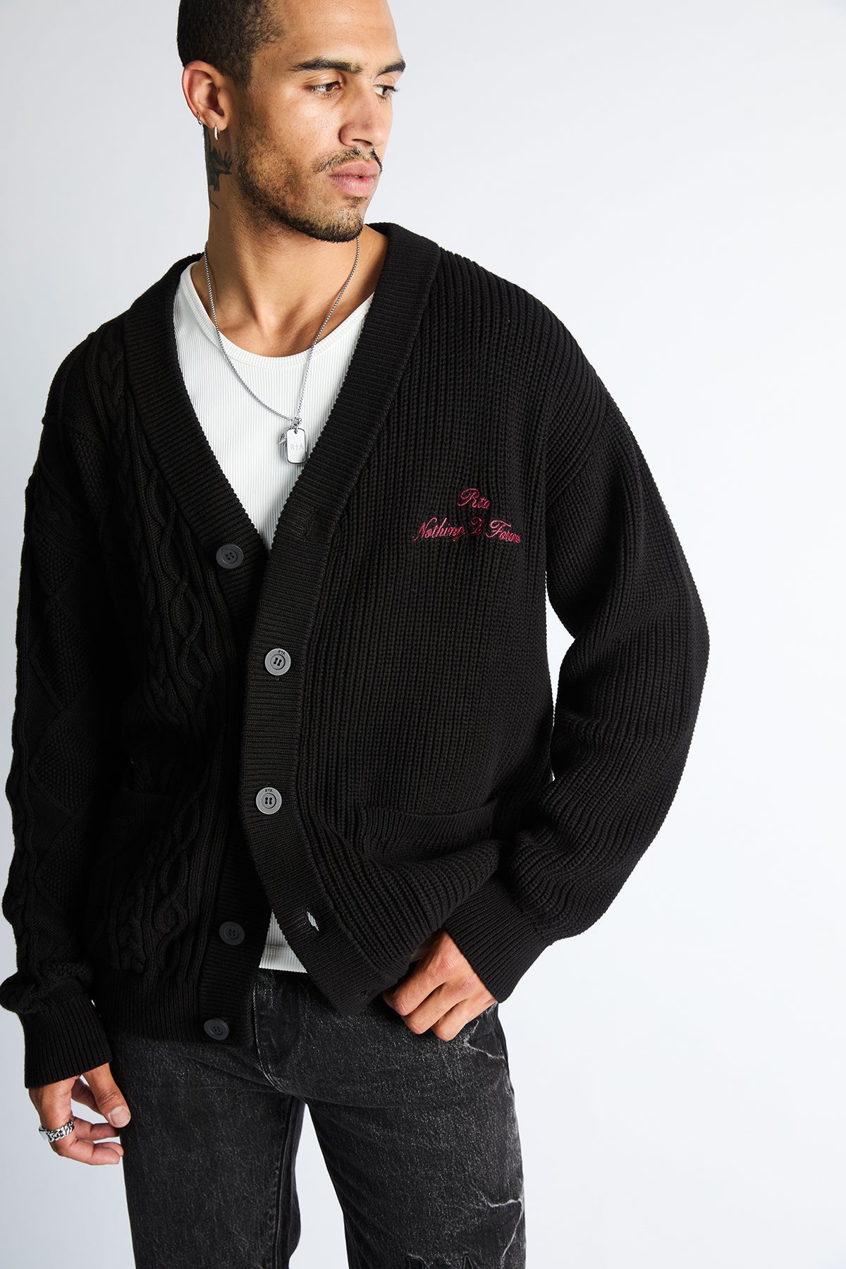 ZEPHYR SWEATER CARDIGAN | BLACK COMBO - Image 2