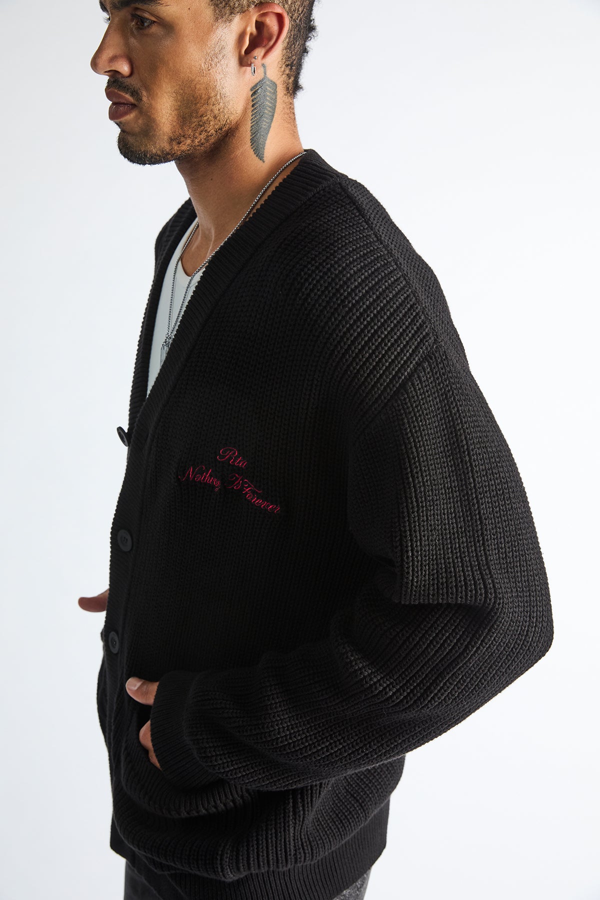 ZEPHYR SWEATER CARDIGAN | BLACK COMBO - Image 4