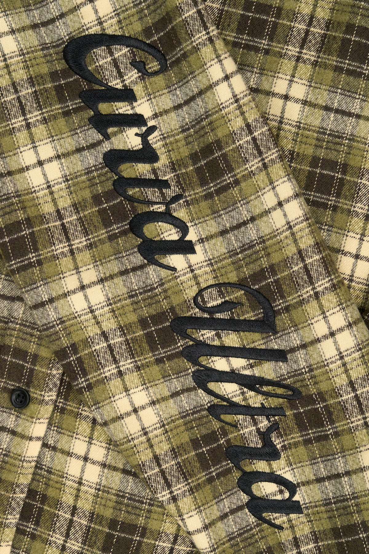 RYNOR CROPPED BUTTON UP SHIRT | OLIVE PLAID - Image 8