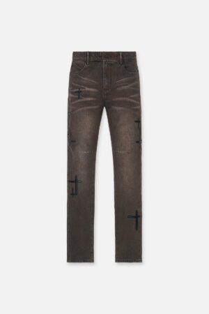 BRYANT SKINNY JEAN | MOCHA DRIFT CROSS PATCH