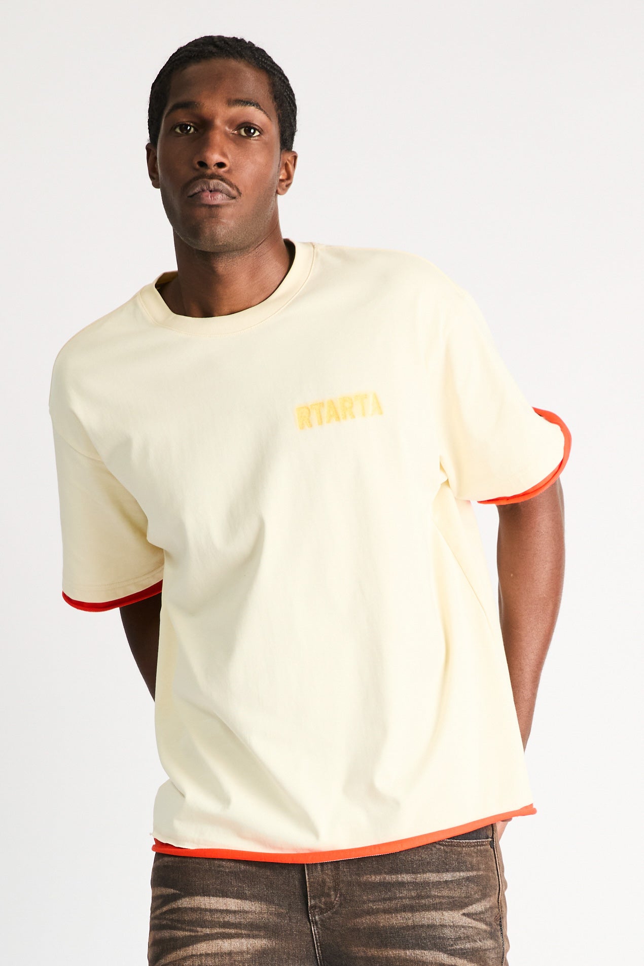 ELIAN DOUBLE LAYERED SHORT SLEEVE TEE | RAW SAND RTA - Image 2