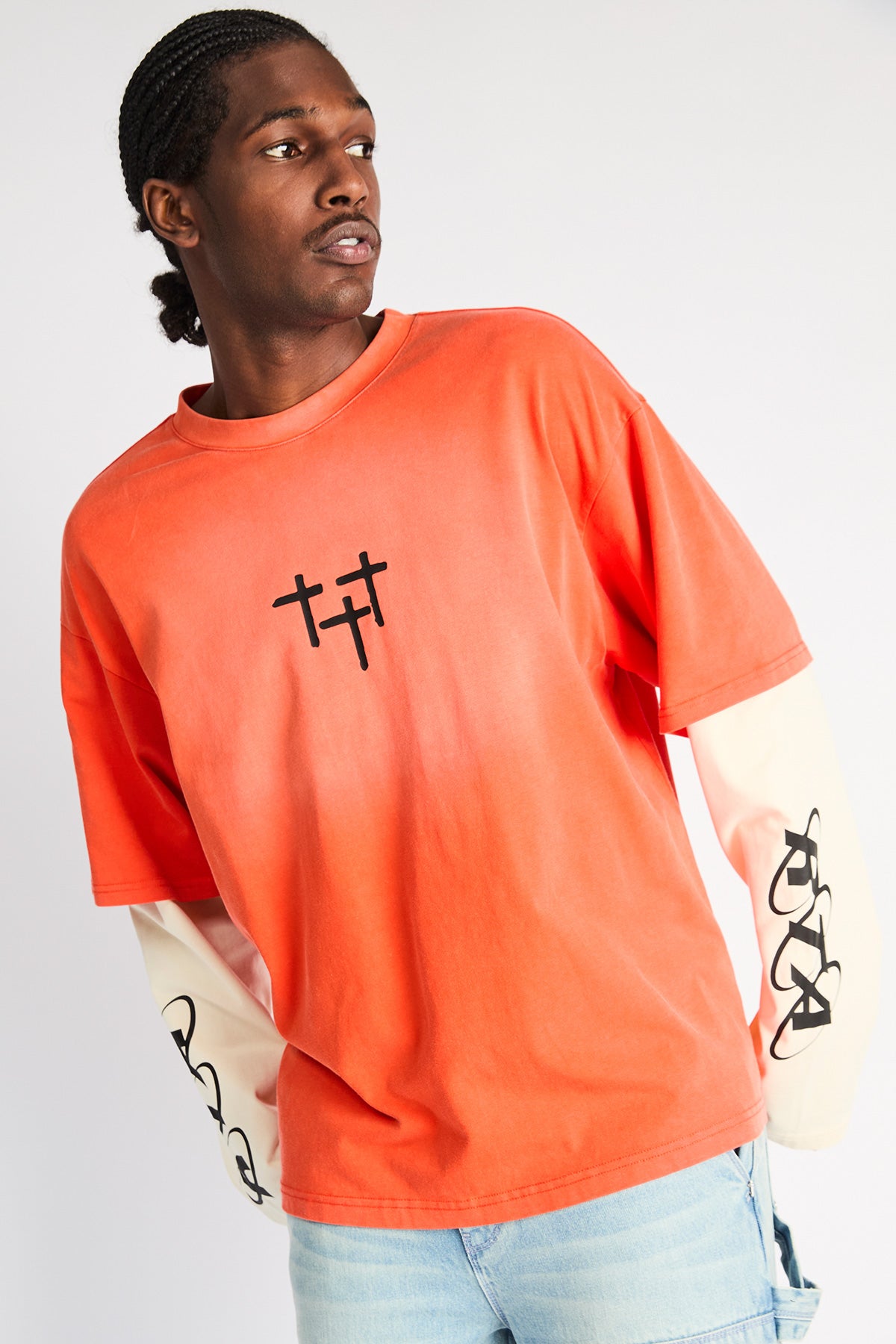 LORIS DOUBLE LAYERED LONG SLEEVE TEE | ORANGE PLANETARY RTA - Image 2