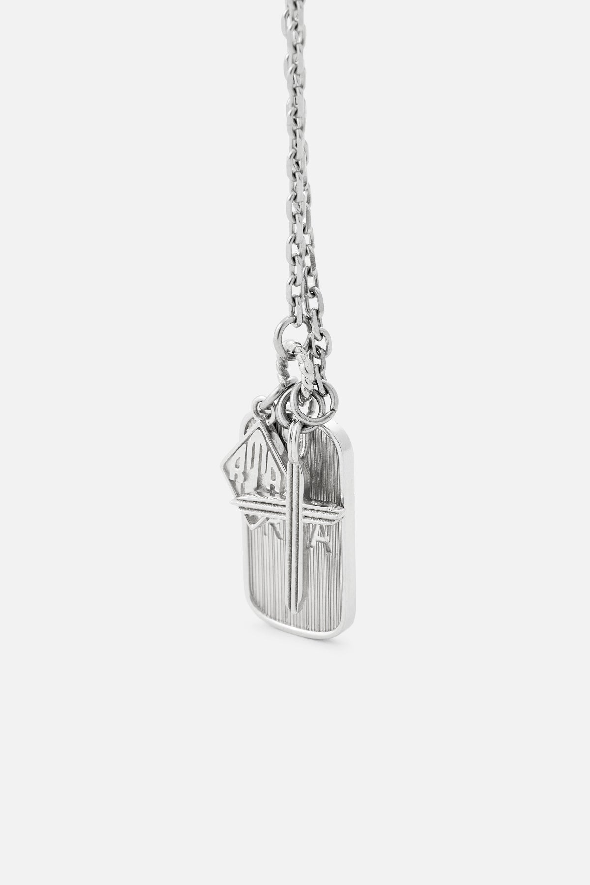 RION CHARM TAG NECKLACE | SILVER MULTI CHARM - Image 4