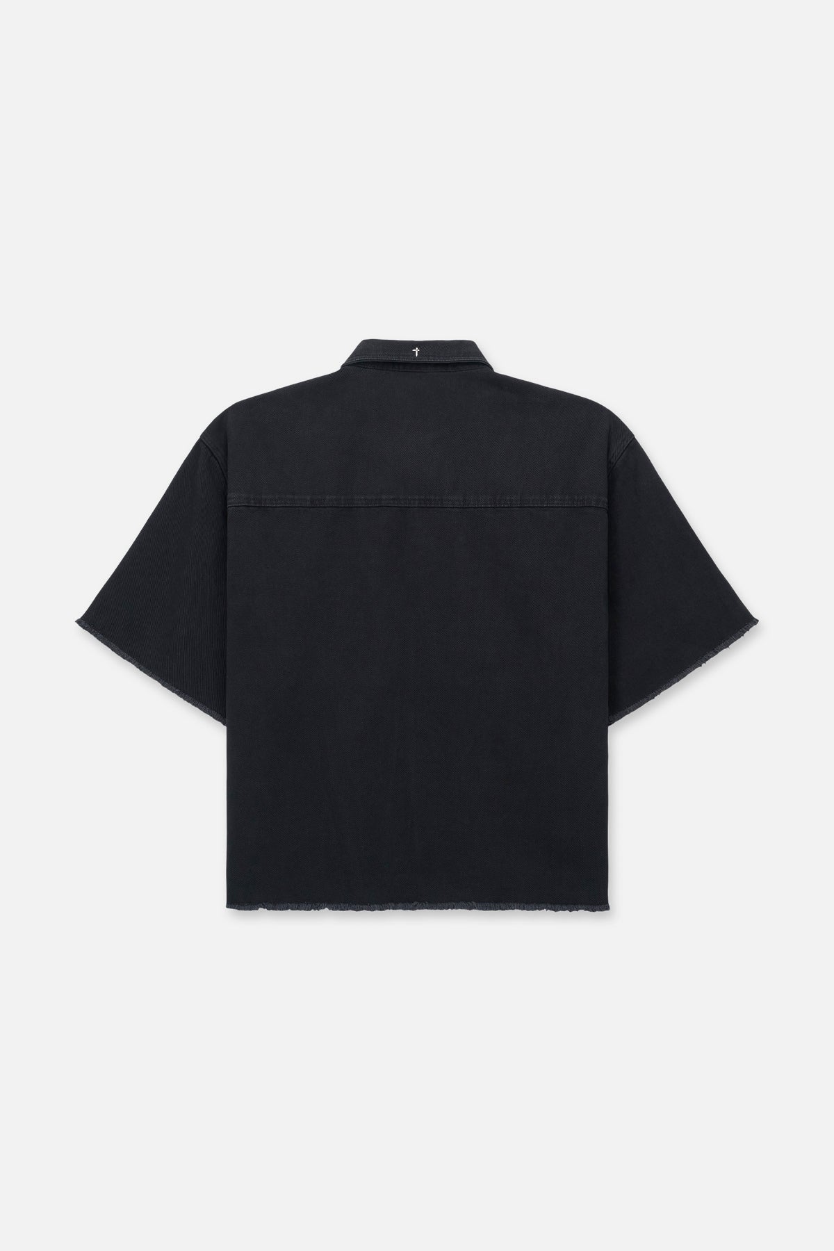 LUCIANO CROPPED DENIM SHIRT | WASHED BLACK - Image 2