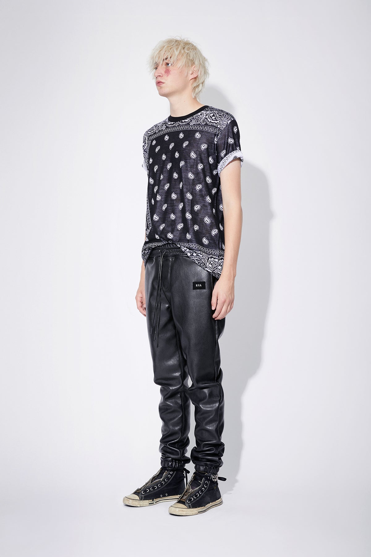 OWEN VEGAN LEATHER SWEATPANT | BLACK - Image 4