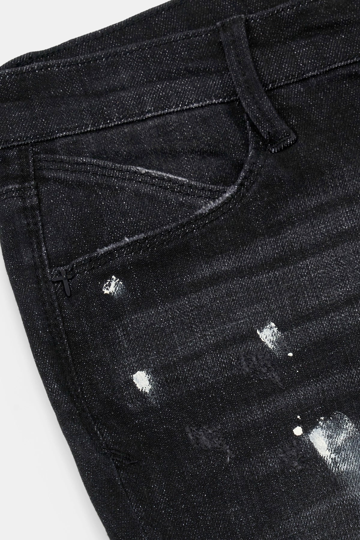 CLAYTON RIPPED JEAN | DISTRESSED CHARCOAL PAINT SPLATTER - Image 6