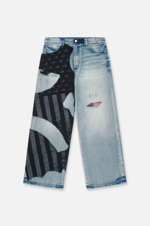 LIOR WIDE LEG JEANS | INDIGO FRAYED FLAG