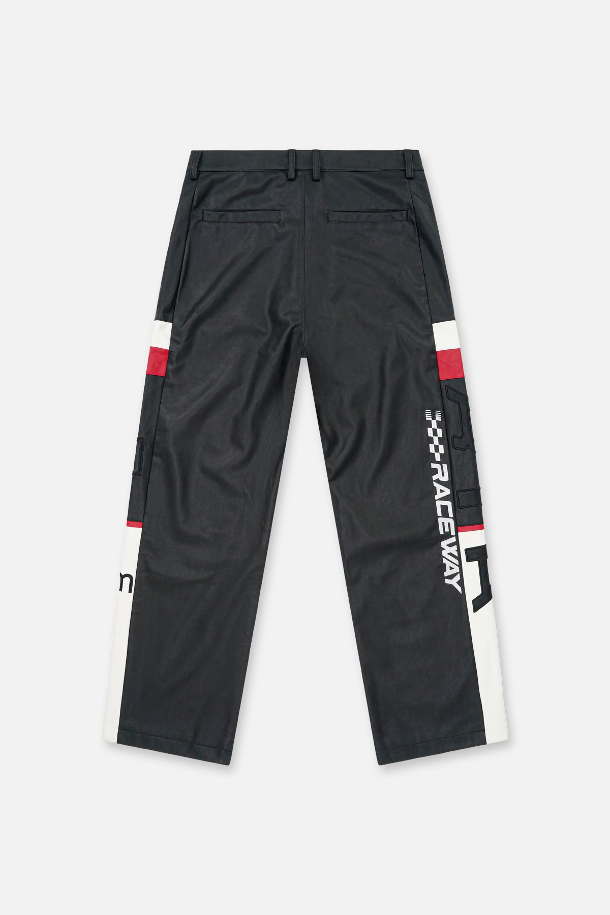 KIAN FAUX LEATHER MOTO PANT | BLACK WHITE MOTORSPORTS - Image 2
